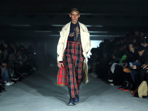 A model presents a creation by designer Hedi Slimane as part of his Fall/Winter 2019-2020 collection show for fashion house Celine during Men's Fashion Week in Paris, France, January 20, 2019.