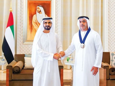 Shaikh Mohammad Bin Rashid honours Shaikh Saif Bin Zayed Al Nahyan as the best personality supporting gender balance.