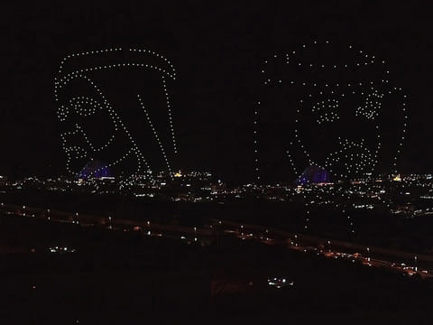 A total of 300 drones were used in the 10-minute show and were programmed to draw portraits of the UAE’s leaders.