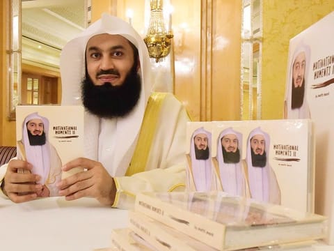Mufti Esmail Menk is seen during the launch of his book "Motivational Moments II", in Dubai.