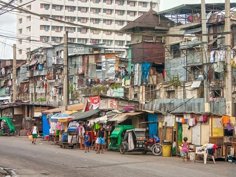 Slums and illegal settlements scattered across the metropolitan area.