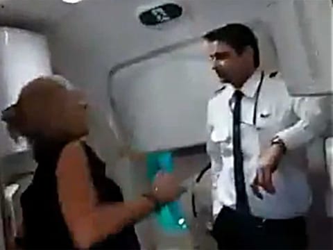 Simone Burns shouting at a member of the cabin crew