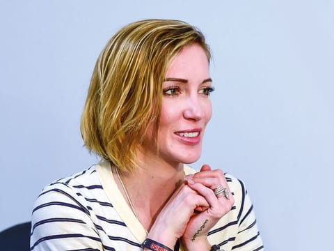 Katie Cassidy talking to Gulf News at the Middle East Film & Comic Con 2019.