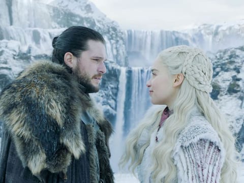 Kit Harington as Jon Snow and Emilia Clarke as Daenerys Targaryean in ‘Game of Thrones’ season eight premiere.