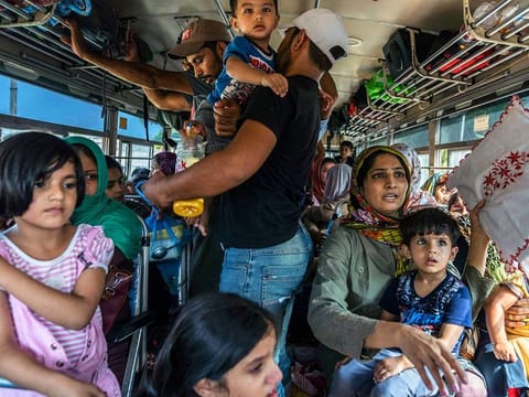 Muslims in Negombo, Sri Lanka, are relocated by bus to another town for their safety on Wednesday, April 24, 2019, three days after the Easter bombings. Until this week, Sri Lanka didn’t have much history of Christian-Muslim violence.