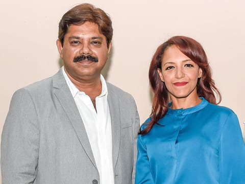 Dev Chakraborty and Janine Bensouda during an interaction with Gulf News.