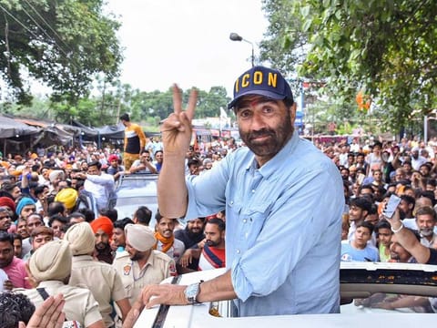 BJP's candidate from Gurdaspur Lok Sabha seat Sunny Deol, during an election campaign rally for the Lok Sabha polls, in Gurdaspur district, Friday, May 17, 2019.