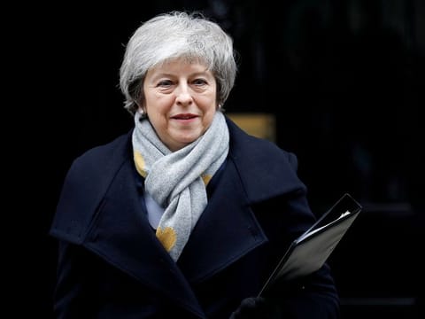 Britain's Prime Minister Theresa May leaves Downing Street in London, Britain.