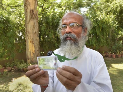 New Delhi: Newly-elected Bharatiya Janata Party MP from Balasore, Pratap Chandra Sarangi shows his identity card at Odisha Bhawan in New Delhi, Tuesday, May 28, 2019.