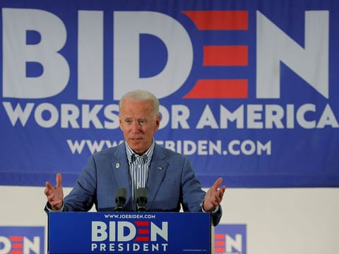 Democratic 2020 US presidential candidate and former Vice President Joe Biden speaks at a campaign stop at the IBEW Local 490 in Concord, New Hampshire, June 4, 2019.