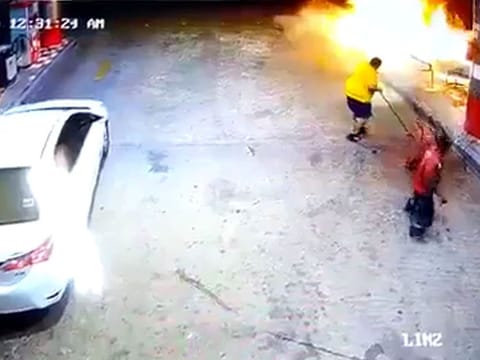 The incident took place at a petrol station in the Qasr area of Jahra Governorate, where a car caught fire while parked at the pump. Illustrative image.