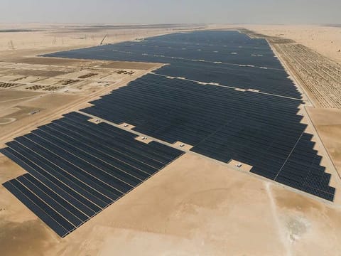 File picture of the Dh3.2-billion Noor Abu Dhabi solar plant, located at Sweihan in Abu Dhabi. The emirate is now moving towards the launch a new one - a mega 2 gigawatt plant.