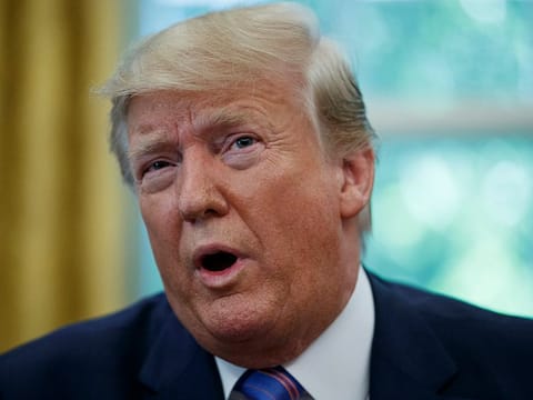 President Donald Trump speaks during a signing ceremony in the Oval Office of the White House in Washington, Monday, July 1, 2019.