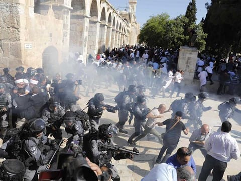 Israeli security forces inside the Al Haram Al Sharif in the Old City of Jerusalem on August 11, 2019.