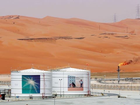 File photo: A production facility is seen at Saudi Aramco’s Shaybah oilfield in the Empty Quarter, Saudi Arabia.