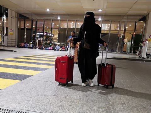 A passenger at King Fahd International Airport in Dammam.