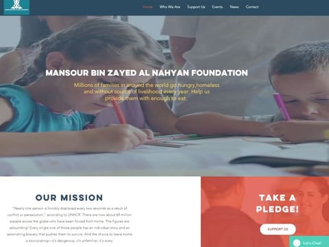The website of the fictitious Mansour Bin Zayed Al Nahyan Foundation.