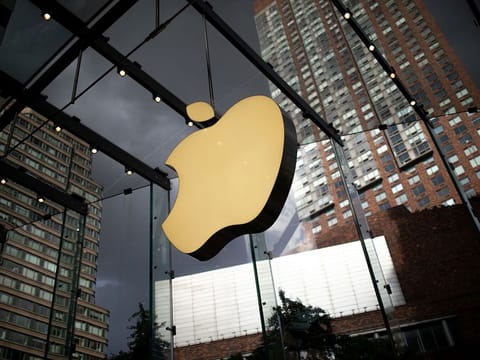 An Apple logo at the company's store in the SoHo section of New York.