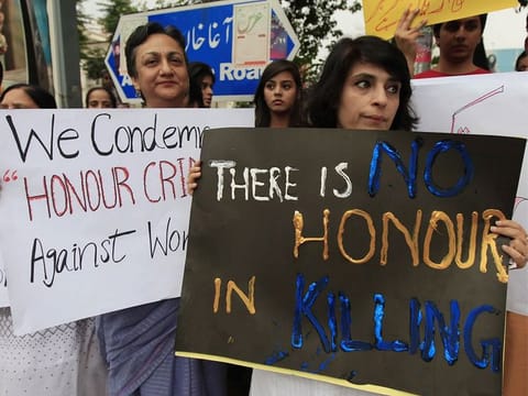 Police have arrested 14 suspects including a tribal leader in Balcohistan on charges of killing a woman and a man in an 'honour killing;' incident. Image for illustrative purpose: A protest against honour killings.