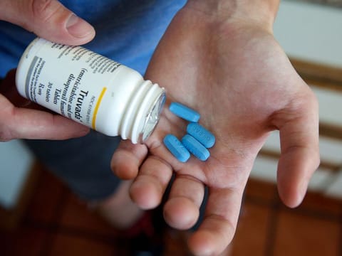 A bottle of the pre-exposure prophylaxis, or PrEP, drug Truvada, an HIV-prevention drug, in San Francisco.
