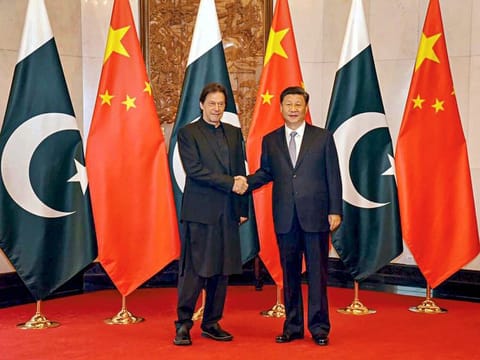 Chinese President Xi Jinping with Pakistani Prime Minister Imran Khan in Beijing on October 9, 2019.