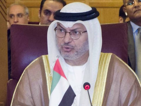 Dr. Anwar Bin Mohammad Gargash, Minister of State for Foreign Affairs, who headed the UAE delegation at the emergency meeting of the Arab Foreign Ministers held at the General Secretariat of the Arab League in Cairo.