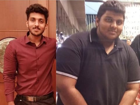 Rony Verghese before (right) and left