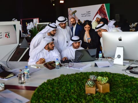 Artists working at the “The ‘Inspiring 49’ workshop” where they unveil details of their mission to design the UAE Nation Brand logo. Photo: Virendra Saklani/Gulf News