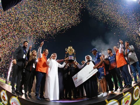 A scene from the awards ceremony of Abu Dhabi T10 League last year when Maratha Arabians emerged as the champions.