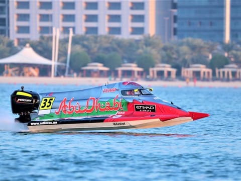 Rashid Al Qamzi in action in Abu Dhabi.
