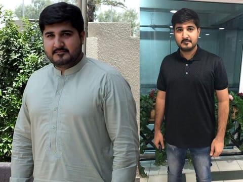 Muhammad Ali Muhammad Khalil before (left) and after