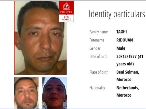 Interpol had issued a Red Corner notice for Ridouan Taghi and offered a reward of 100,000 euros for anyone who provide information of Tagi’s whereabouts.