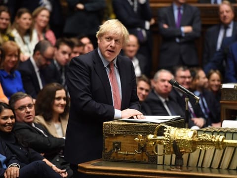 Britain's Prime Minister Boris Johnson speaking at the dispatch box in the House of Commons in London, during the first sitting of Parliament since the general election
