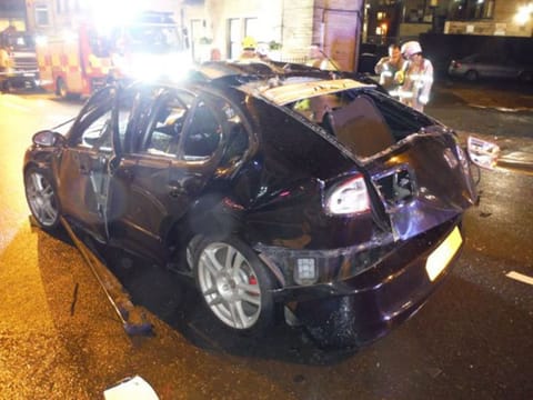 A motorist was lucky to escape with just minor injuries when his car exploded as he lit a cigarette.