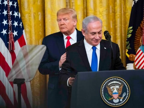 A smiling Israeli prime minister, Benjamin Netanyahu stood along with Trump as details of the 181-page plan were read out amidst cheers and applause