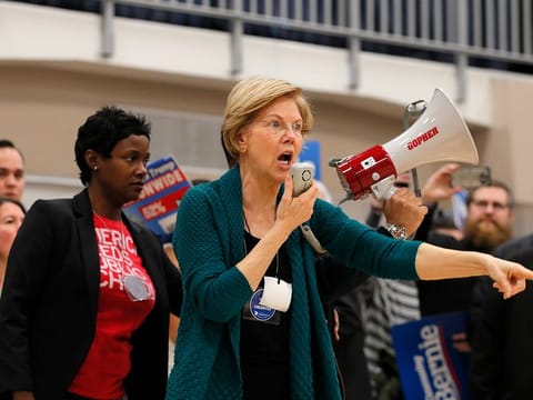 Democratic presidential candidate Senator Elizabeth Warren speaks at a caucus in Des Moines, Iowa, U.S., February 3, 2020.