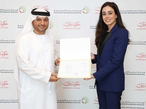 Dr Omar Al Mathanna, CEO of Regulatory and Licensing Sector at the CDA and Lynn Barghout Jafar, Founder and Managing Mum of High Hopes.