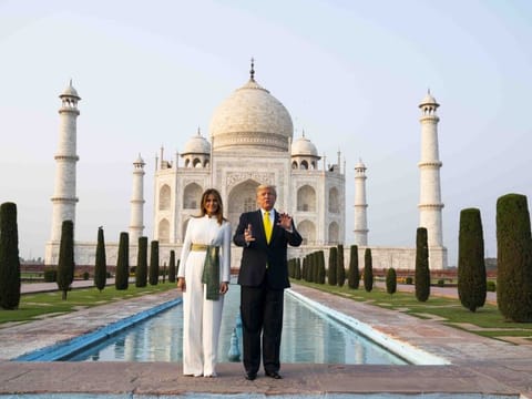 US President Donald Trump and First Lady Melania Trump tour the Taj Mahal in Agra, India, on February 24, 2020.