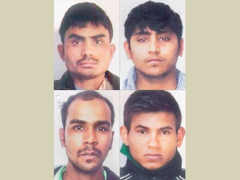 Nirbhaya gang rape case convicts, clockwise from top left: Akshay Thakur, Pawan Gupta, Vinay Sharma and Mukesh Singh.