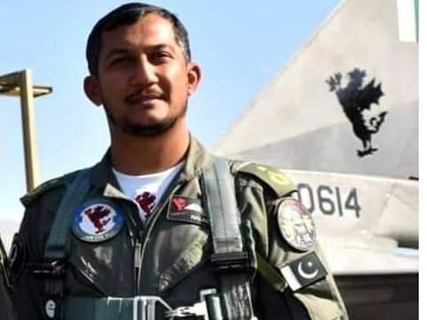 Nauman Akram, pilot of Pakistan Air Force F-16 pilot which crashed on Wednesday. Nauman was hailed as a hero as he opted not to eject and guided the aircraft to woods to safe Islamabad population.