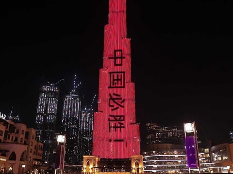 On February 12th, the landmark buildings, including Burj Khalifa, the world's tallest building in Dubai, were dressed in the colours of the Chinese national flag.
