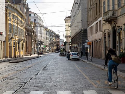File picture: Via Manzoni, which is usually a busy street in Milan, is nearly deserted on March 11. 2020.