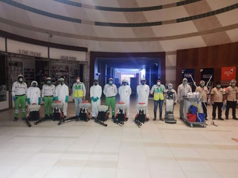 The Abu Dhabi Waste Management Centre Tadweer deployed over 200 engineers, technicians and cleaners to sterilise shopping centres in the emirate.