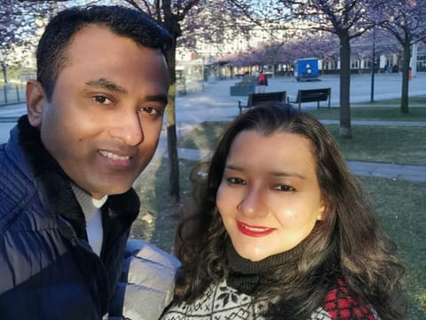 Pradeep Nair and Kajal Pradeep Bhatia in Stockholm, Sweden