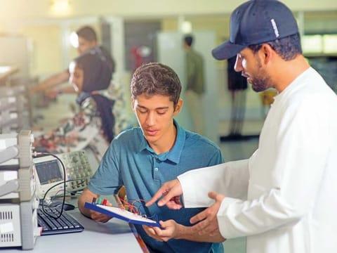 Students of American University in Dubai, which prepares learners with skills to adapt to the disruptive nature of the 4IR