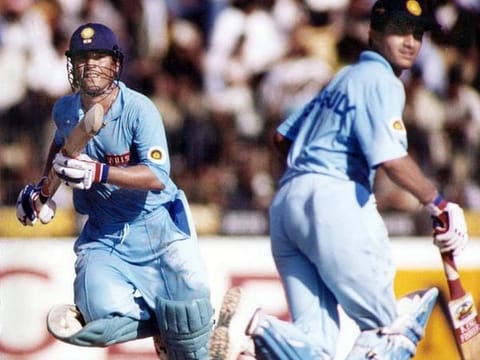 Sourav Ganguly (right) and Sachin Tendulkar during one of their numerous ODI opening partnerships.