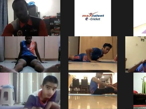 Trainees of one of the Dubai-based cricket academies go through their paces in a virtual session.