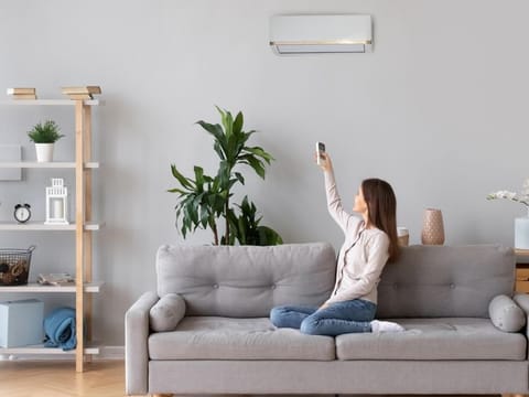 Picture for illustrative purposes: A woman switches on the A/C in her apartment