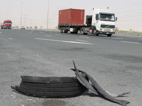 Burst tyres on Emirates Road
PHOTO:Atiq ur Rehman/Gulf News archives