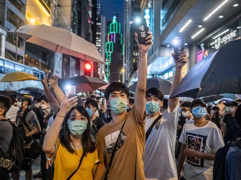 File photo: A protest in Hong Kong, May 29, 2020. China released a sweeping blueprint on Saturday to tighten its control over Hong Kong, revealing plans to establish a security agency in the territory to help Beijing extinguish challenges to its power after months of unrest.